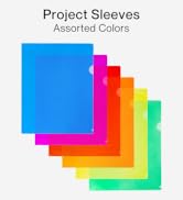 Dunwell Clear Plastic Folders Sleeves (36 Pack, Assorted Colors) - Plastic Sleeves for Paper 8.5x...