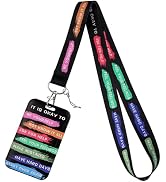 Cool Black ID Badge Holder Lanyard for ID Badges Cute Keychain Neck Lanyard ID Holder for Keys Na...