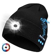 Bluetooth Beanie with Light, 2024 New Musical Knitted Hat with Headphone, Built-in Stereo Speaker...