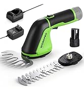 WORKPRO 12V Cordless Grass Shear, 2-in-1 Electric Hedge Trimmer &amp; Grass Cutter, with 2.0Ah Rechar...