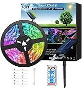 Meewata 40ft Solar Led Strip Lights Outdoor, 8 Mode Auto On/Off with Remote Timer, Waterproof Sel...