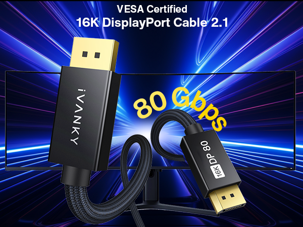 IVANKY 80Gbps Displayport Cable 2.1