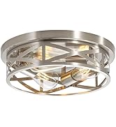 piano7797 13 inch Brushed Nickel Flush Mount Ceiling Light Fixtures,3-Light Modern Hallway Light ...
