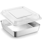 LIANYU Stainless Steel Baking Pan with Lid, 8 x 8 Lasagna Brownie Cake Pan | Square Baking Pan Se...