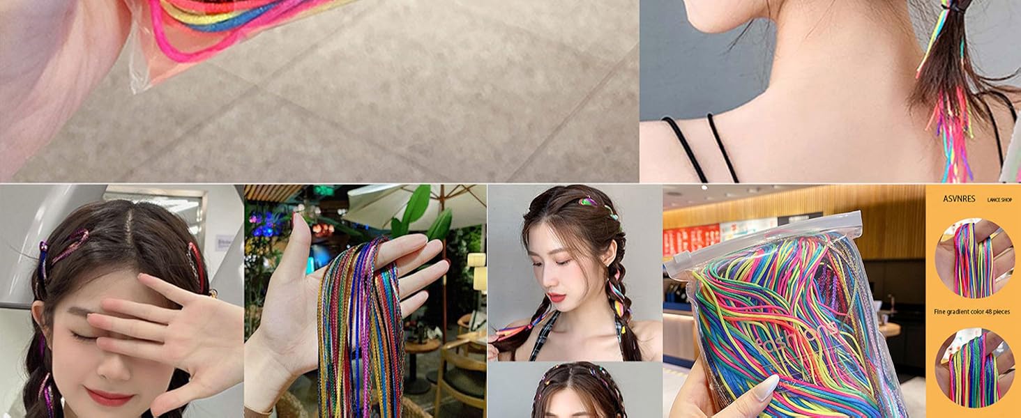 Hair Braids Assorted Mix Colorful Gradient Color Hair Wrap String Rope Strands