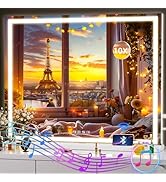 Hasipu Vanity Mirror with Lights and Bluetooth Speaker, 40" x 30" LED Makeup Mirror, Lighted Make...