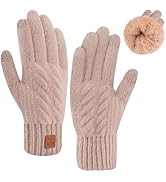 YukiniYa Kids Gloves Winter Thermal Double-Layer Knit Wool Fleece Lined Touchscreen for Boys Girl...