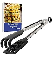 Mini Waffle Tongs by StarBlue – 8 Inches Silicone and Nylon Serving Tongs with Non-Slip Smooth Ha...