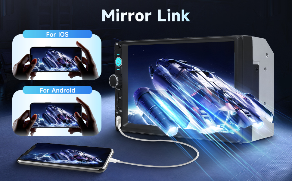 Double Din Car Stereo Bluetooth 7 inch Touch Screen 