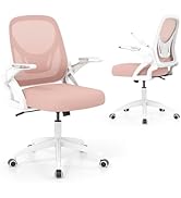 COSTWAY Office Chair, Comfy Swivel Rolling Desk Chair with Adjustable Height &amp; Flip-Up Armrests, ...