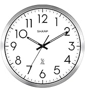 Sharp Atomic Analog Wall Clock - 12" Silver Brushed Finish - Sets Automatically- Battery Operated...