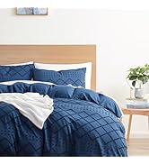 Boho Bedding Queen - Navy Duvet Cover Queen Size, Textured Queen Duvet Cover Set, 3 Piece Tufted ...