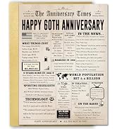 FANCYLUCKY Big 60th Anniversary Card for Women Men, Retro 60 Year Anniversary Card Gift for Coupl...