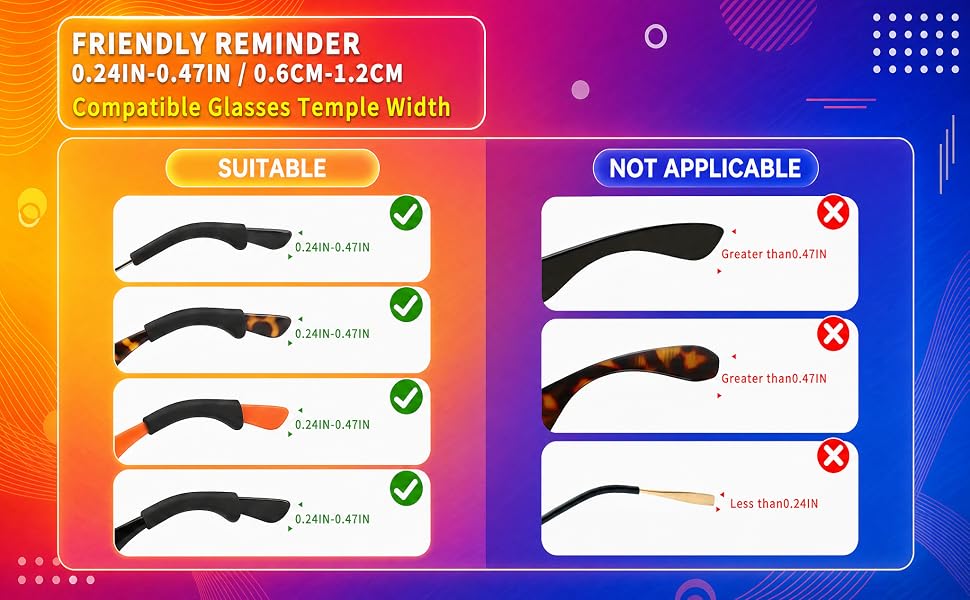 Ear grips that keep glasses from sliding nose and prevent breaking