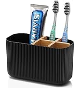 GFWARE Black Toothbrush Holder - Bamboo Toothbrush Holders for Bathrooms Electric Toothbrush Hold...