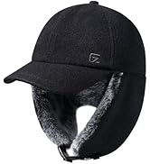 GADIEMKENSD Unisex Winter Wool Baseball Cap with Faux Fur Lined Ear Flaps, Trapper Hat with Refle...