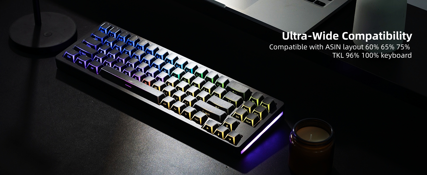 PBT Shine Through Keycaps Manga White, OEM Profile Side Printed Custom Key caps