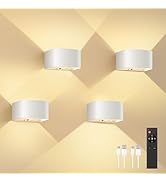 FULEN 4 Pack Motion Sensor Wall Lamp with Remote Control 3 Colors Wireless Wall Light LED Indoor ...