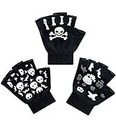 Evridwear Kids Fingerless Winter Warm Gloves,3 Pairs Half Finger Knitted Magic Stretch Gripper To...