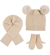 Duoyeree Baby Winter Hat Scarf Glove Beanie Set Girls Boys Pom Pom Knitted Beanie Mitten Scarves ...