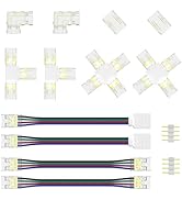 MIWISE 10mm Connectors Kit for 4-Pin RGB COB LED Strip,L-Shaped/Corner/T-Shaped/Cross Connectors,...