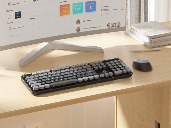 black typewriter keyboard and mouse wireless 