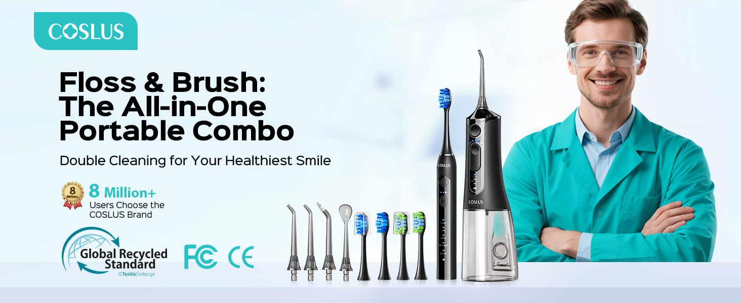 Electric Toothbrush with Water Flosser Combo