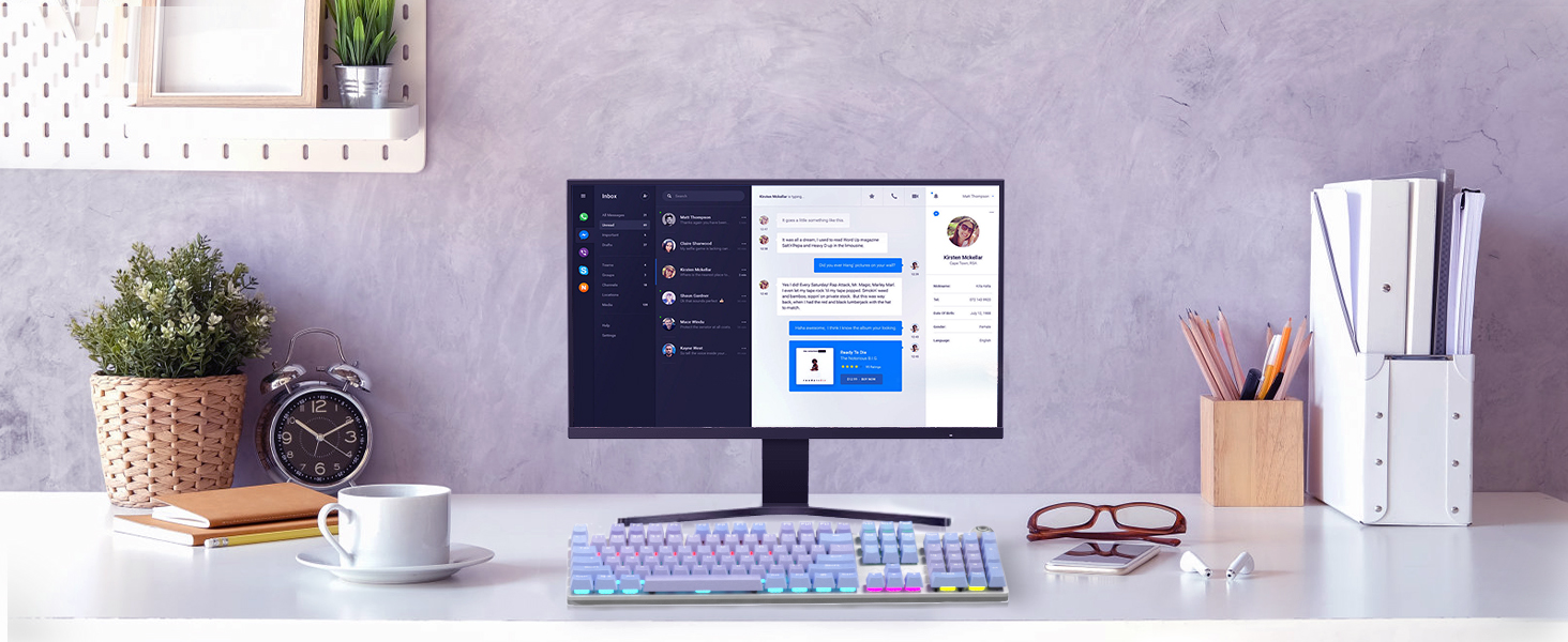 wired purple gaming keyboard red switches with magnetic cover for pc computer working romantic