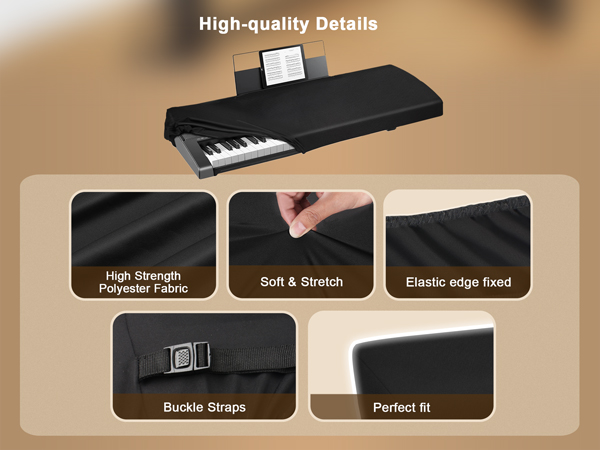 Piano Keyboard Dust Cover with Music Stand 