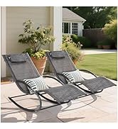 mansion home Outdoor Lounge Chairs with Removable Pillow, Pool Chaise Lounge Chairs Set of 2, Dar...