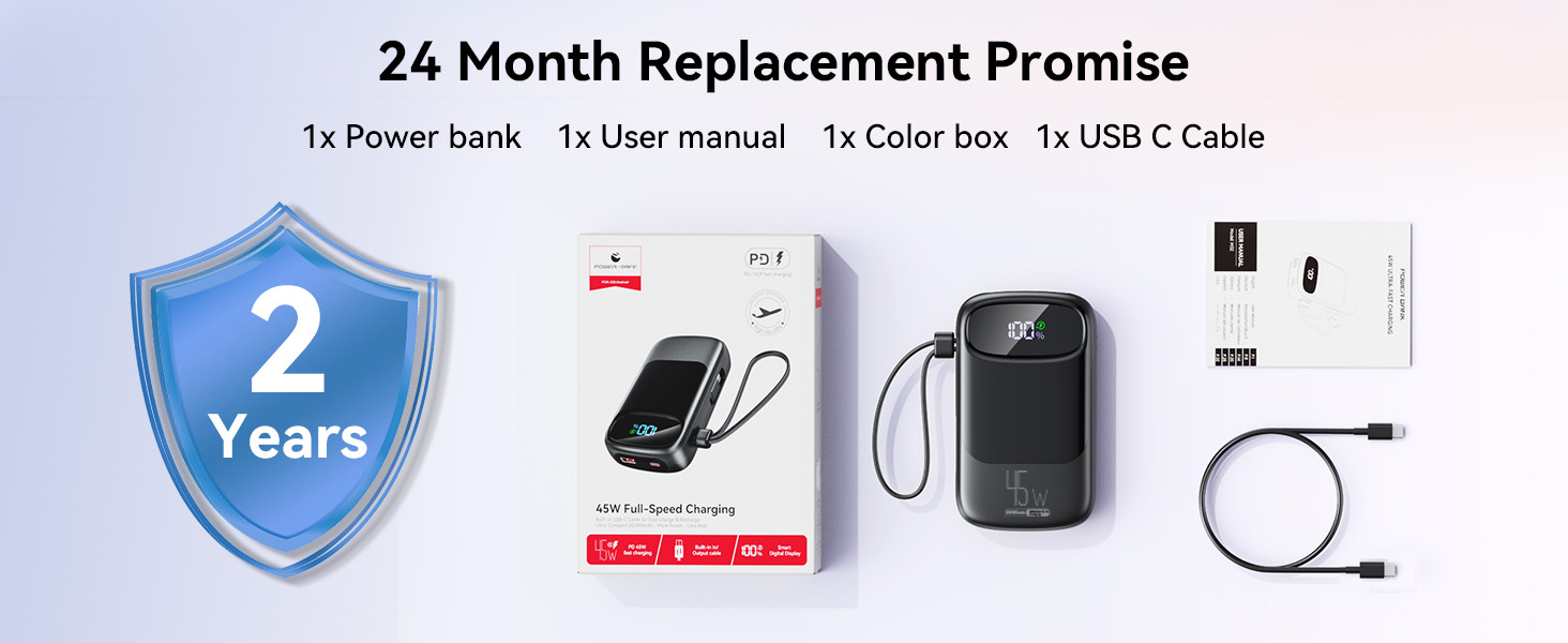 power bank backed by a 2-year replacement