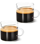 Adorever Espresso Cups Set of 2, 4oz Double Spout Shot Glasses with Handle - Clear Glass Milk Cup...