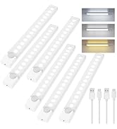 Rihvy Rechargeable Under Cabinet Lighting 12 Inch 6-Pack, Motion Sensor Light Indoor 3 Color Temp...