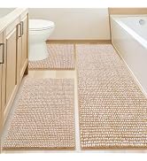 ACCUMTEK Chenille Spliced with Fluffy Cut Pile Absorbent Bath Mat, Thick Plush Bath Rug - Ultra S...