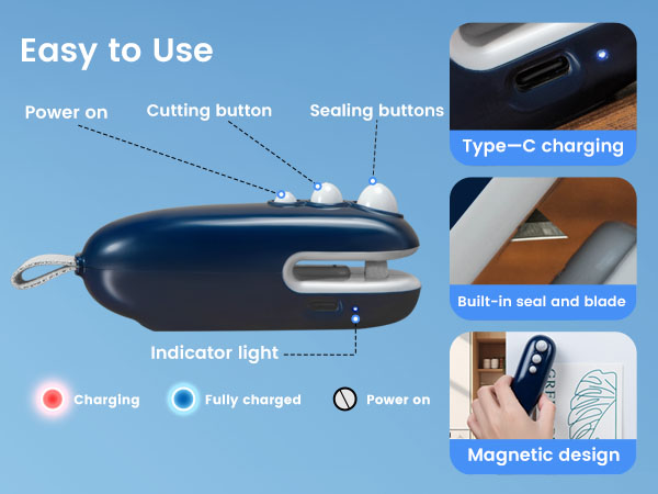 2 in 1 Type-C Rechargeable Heat Sealer and Cutter