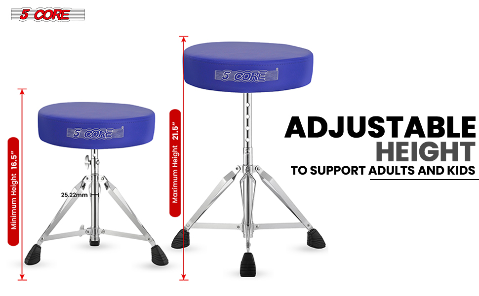 Black Drum Chair,Height Adjustable Heavy Duty Upgraded Drum Stool