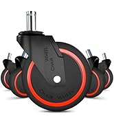 5-Pack Anti-Tangle Office Chair Casters - 650LB Capacity, 7/16" x 7/8" Stem Size, 3 Inch PA Wheel...