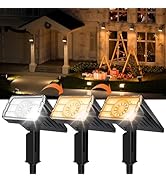 Solar Spot Lights Outdoor,Adjustable Warm&amp;Cool,IP67 Waterproof,3 Color+3 Modes,2-in-1 Wall Lights...
