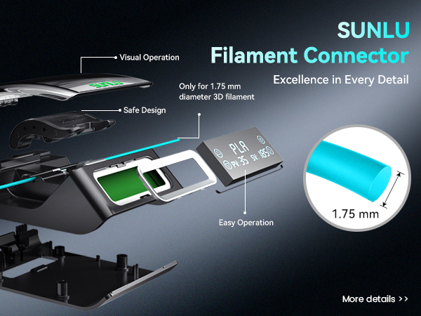 SUNLU Filament Connector, Fast Heating Filament Connector for 3D Printer Filament 1.75mm,