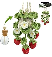 Crochet Car Air Freshener, 15ml Empty Refillable Oil Diffuser Bottle with Hanging Crochet Strawbe...