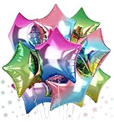 Gradient Color Star Foil Balloons, 18 Inch Rainbow Stars Shape Mylar Helium Balloons Colorful Pen...