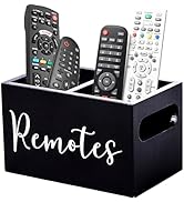 ESEHGS Remote Control Holder,Wooden TV Remote Holder,Remote Control Holder Caddy with 2 Compartme...