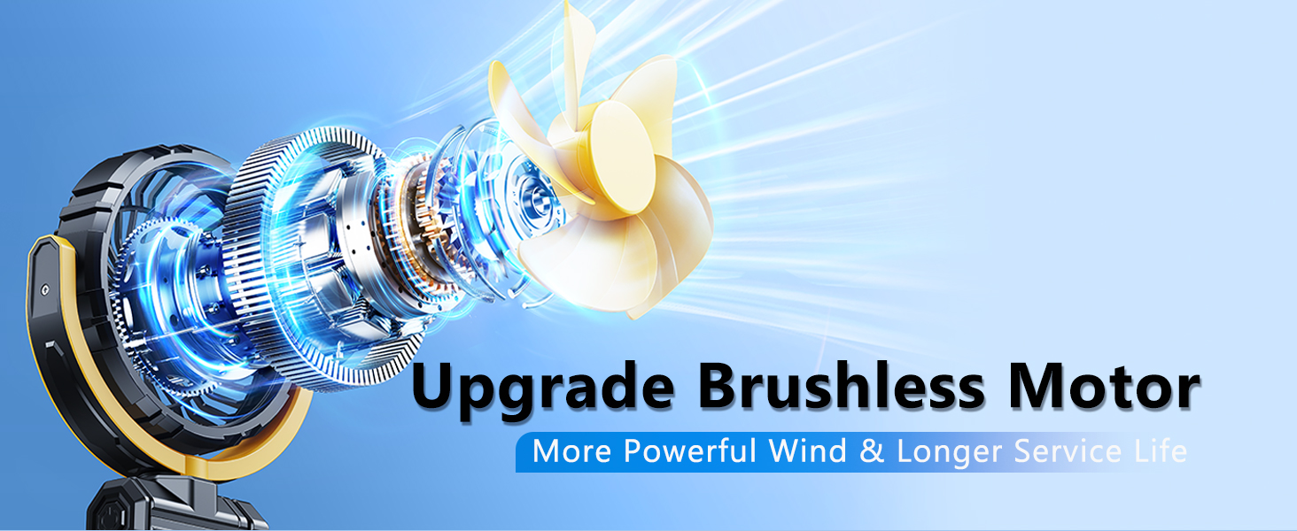 car fan with brushless motor, improved service life running more quietly no disturb driving or rest