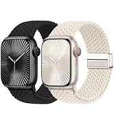 Braided Stretchy Bands with Magnetic Clasp Compatible for Apple Watch Band 38mm 40mm 41mm 42mm 44...