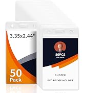 50 Pack Badge Holders, Clear Vertical Id Badge Holder, Sealable &amp; Waterproof Plastic Name Badge H...