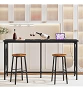 CHOEZON 63'' Bar Table, Kitchen Dining Table with Power Outlet and Footrest, Industrial Style, fo...