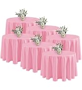 Fitable 6 Pack Pink Round Tablecloths - 120 Inches in Diameter - Stain Resistant and Washable Tab...