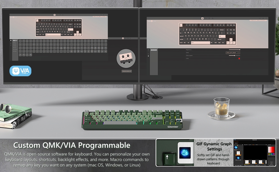 75% Keyboard QMK/VIA Wireless Gaming Keyboard, Creamy Mechanical Keyboard