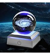 YU FENG 3D Galaxy Crystal Ball with Colorful LED Light Base Space Astronomy Gift Planets 2.36 inches