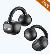 TOZO OpenEarRing True Open Ear Headphones, Lightweight Comfort Open Ear Clip Wireless Earbuds, Bl...